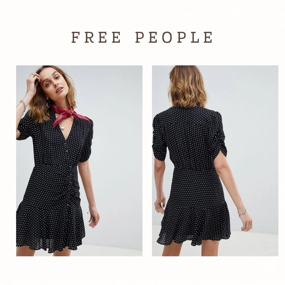 Free People Pippa short sleeve polka dot mini dress - size XS - Picture 3 of 10